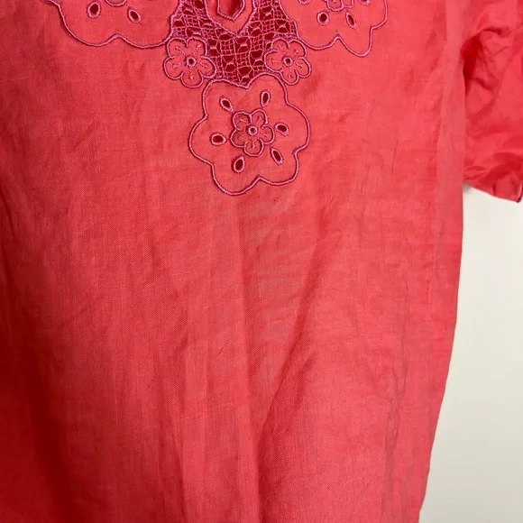 Handmade Embroidered Linen Blouse Sz M - Picture 7 of 9